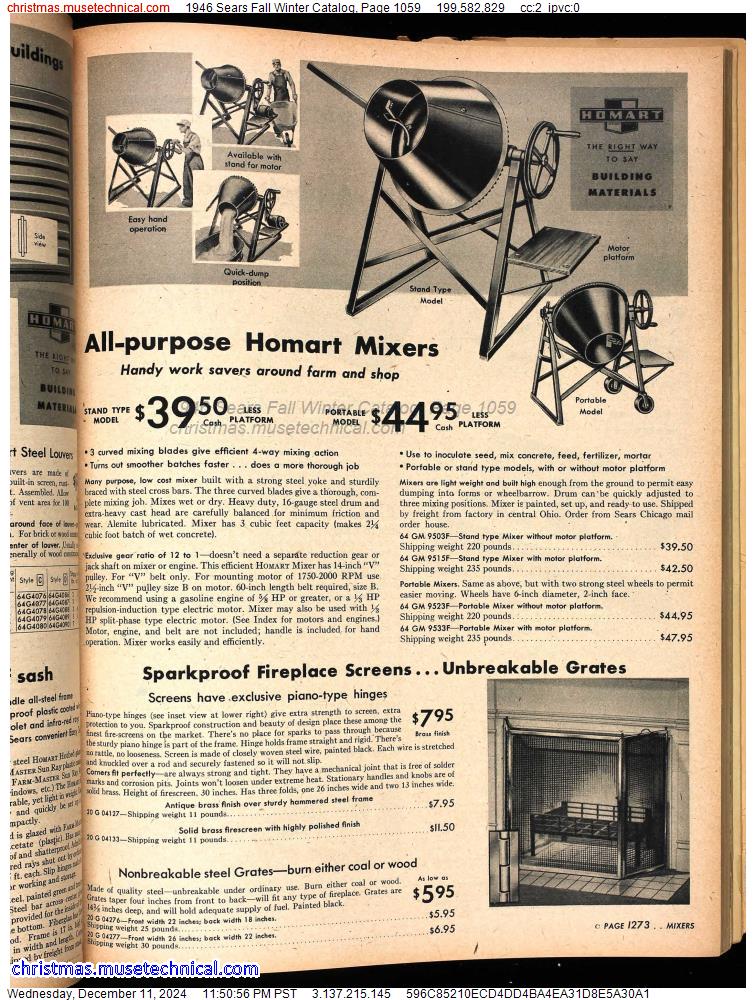 1946 Sears Fall Winter Catalog, Page 1059