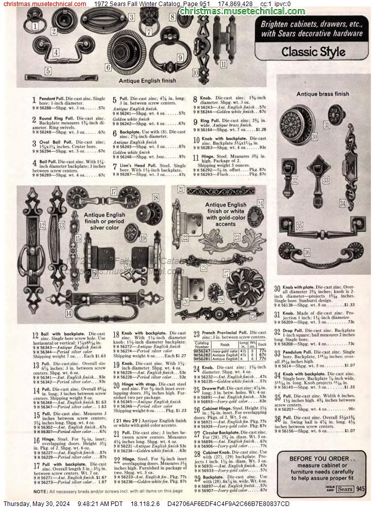 1972 Sears Fall Winter Catalog, Page 951