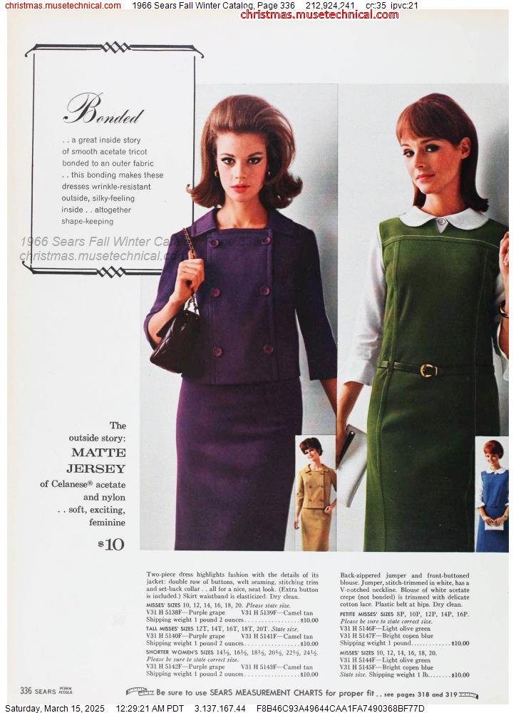 1966 Sears Fall Winter Catalog, Page 336