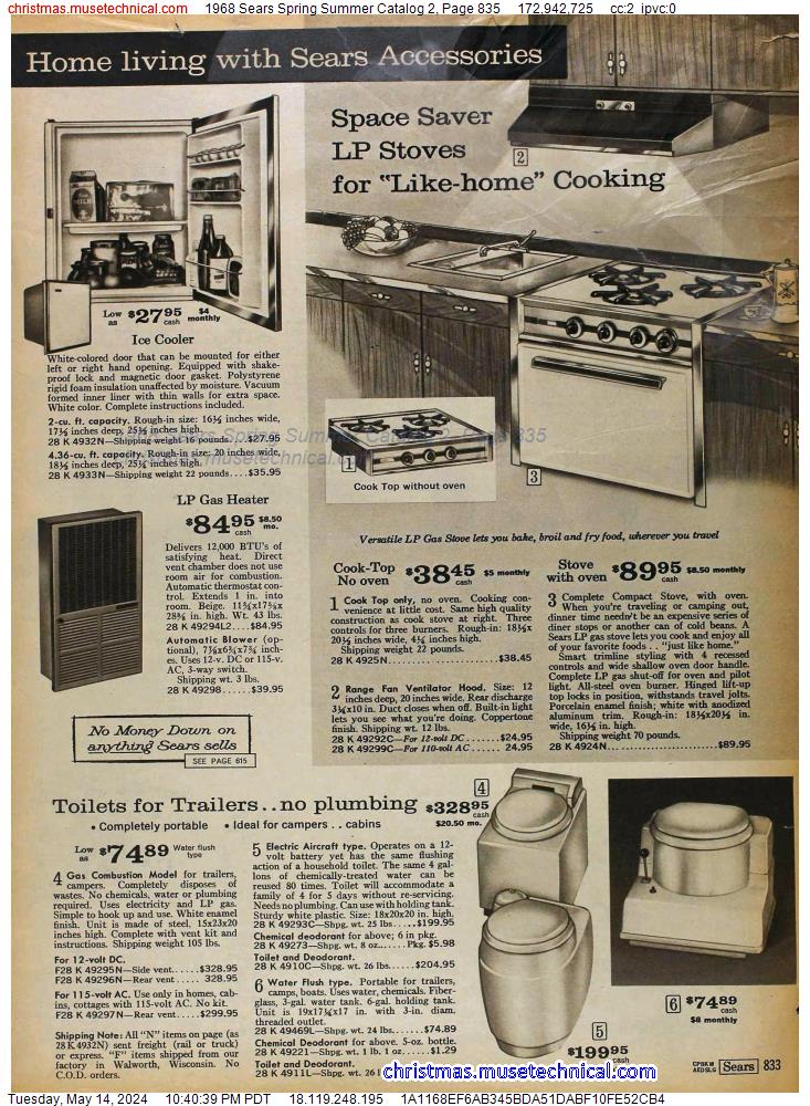 1968 Sears Spring Summer Catalog 2, Page 835