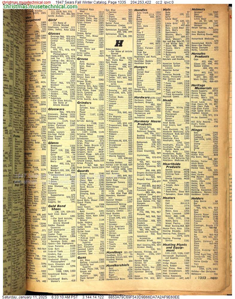 1947 Sears Fall Winter Catalog, Page 1335