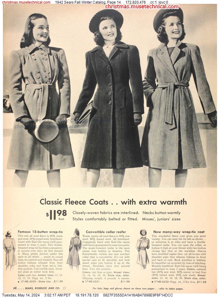 1942 Sears Fall Winter Catalog, Page 14