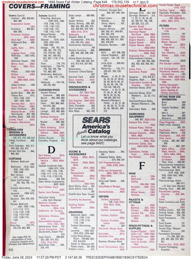 1988 Sears Fall Winter Catalog, Page 646
