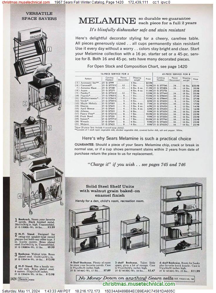 1967 Sears Fall Winter Catalog, Page 1420