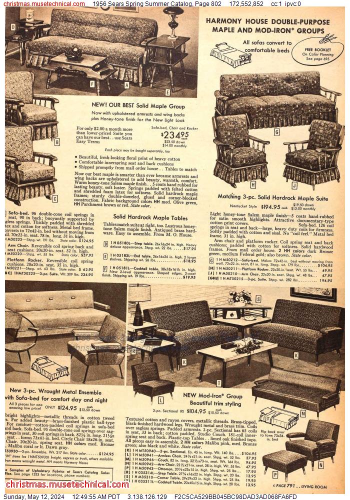 1956 Sears Spring Summer Catalog, Page 802