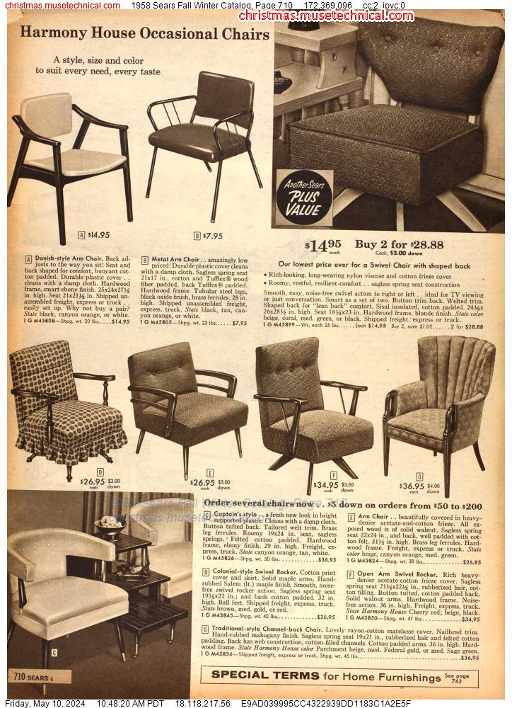 1958 Sears Fall Winter Catalog, Page 710