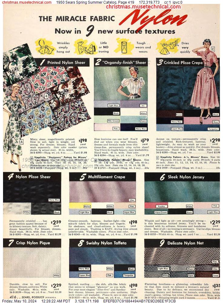 1950 Sears Spring Summer Catalog, Page 419
