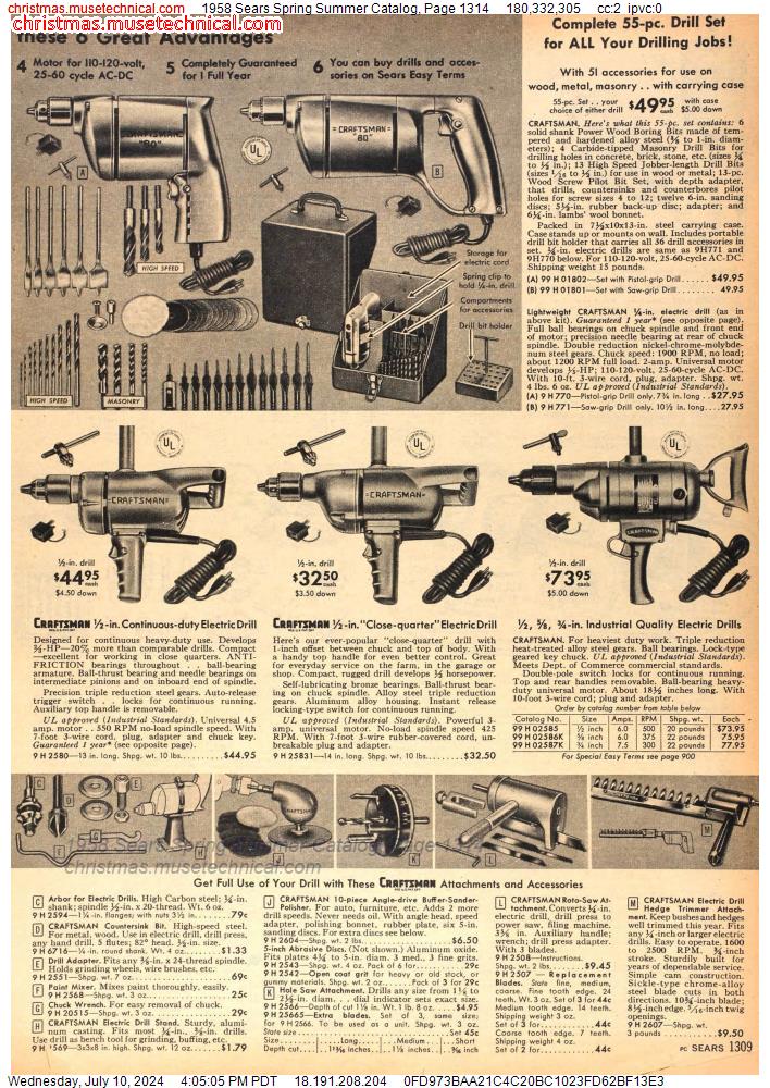 1958 Sears Spring Summer Catalog, Page 1314