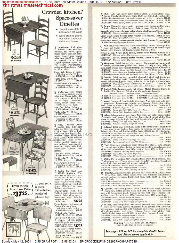 1970 Sears Fall Winter Catalog, Page 1430