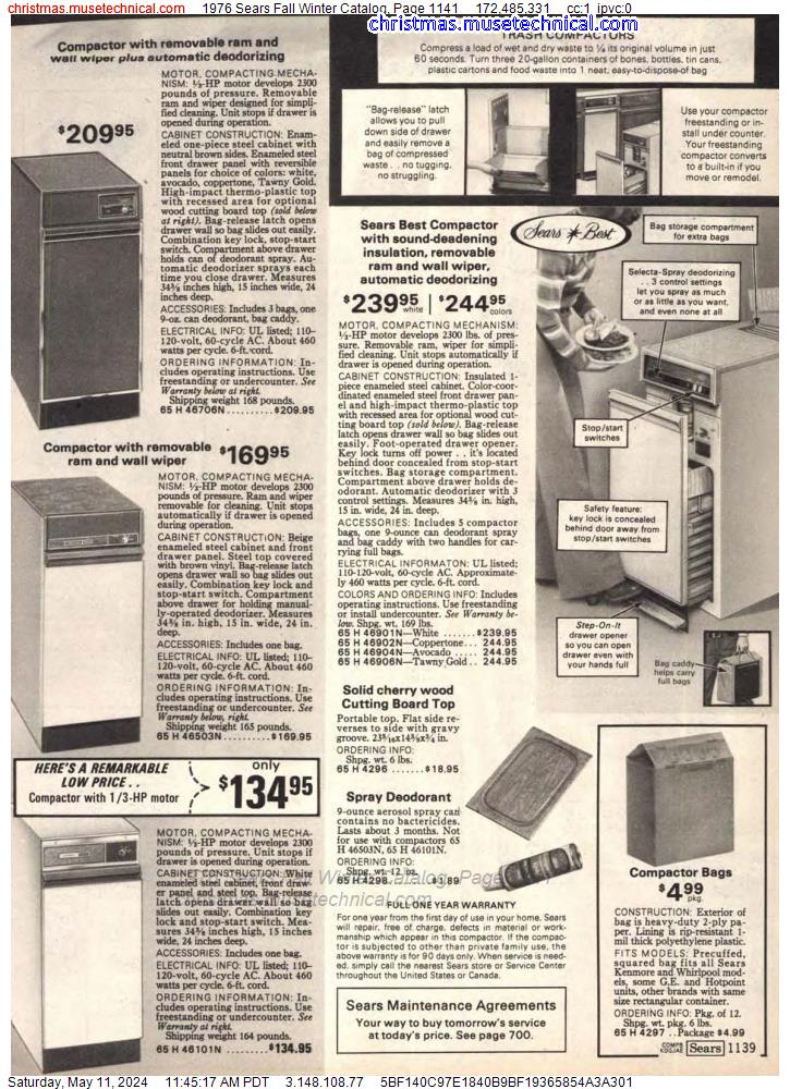 1976 Sears Fall Winter Catalog, Page 1141