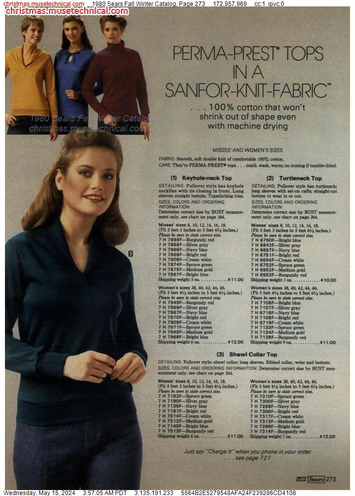 1980 Sears Fall Winter Catalog, Page 273