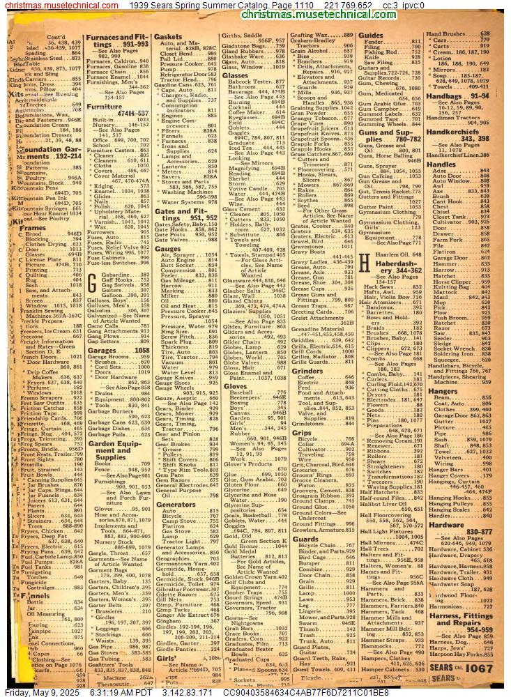 1939 Sears Spring Summer Catalog, Page 1110