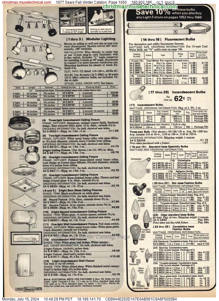 1977 Sears Fall Winter Catalog, Page 1050