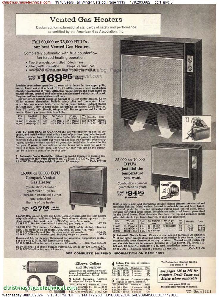 1970 Sears Fall Winter Catalog, Page 1113