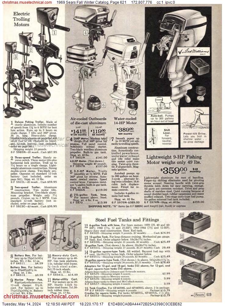 1969 Sears Fall Winter Catalog, Page 621