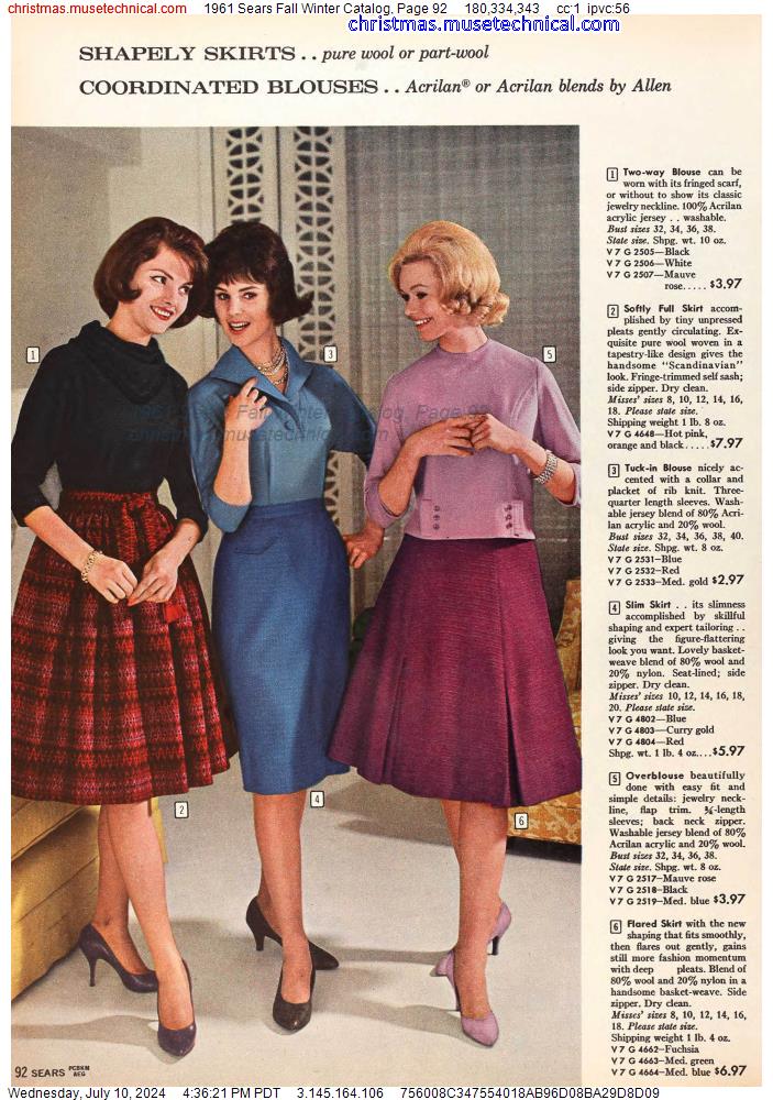 1961 Sears Fall Winter Catalog, Page 92