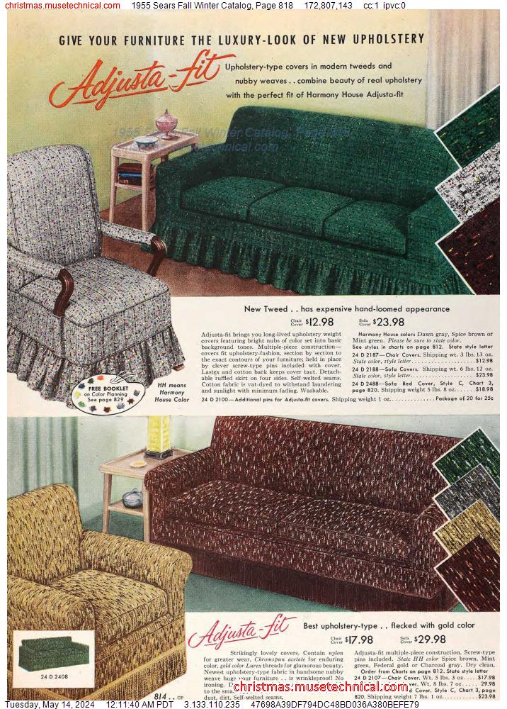1955 Sears Fall Winter Catalog, Page 818