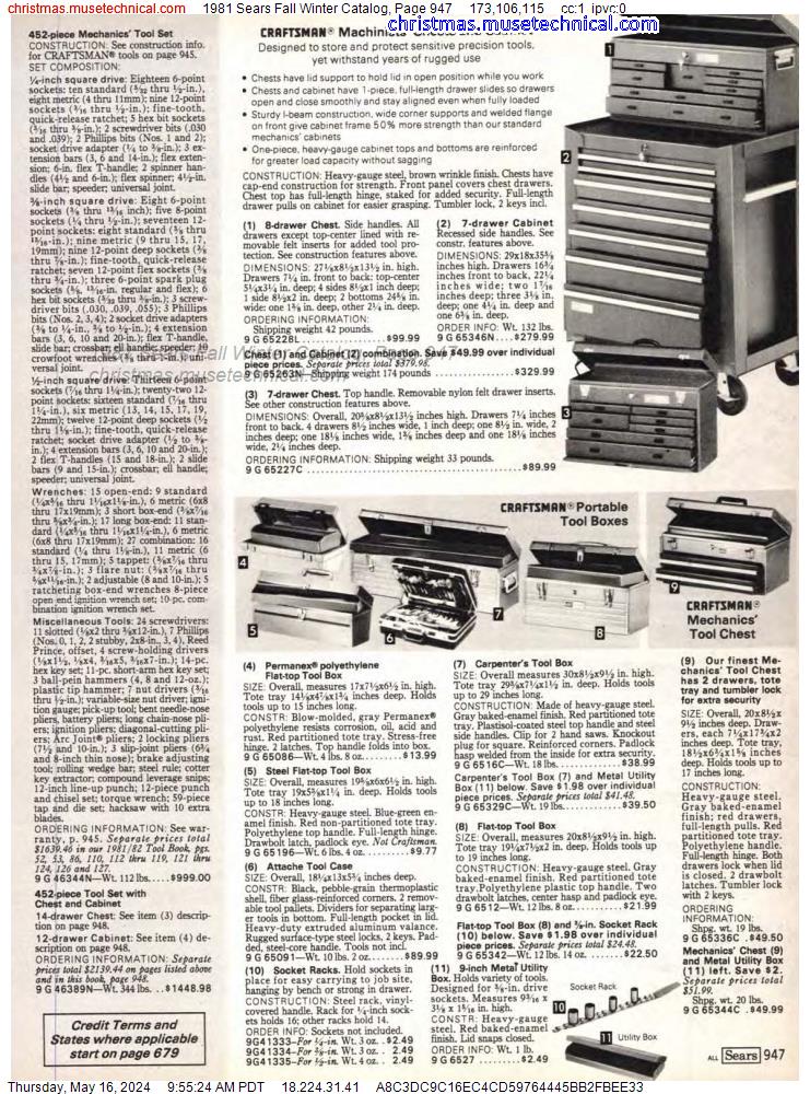 1981 Sears Fall Winter Catalog, Page 947
