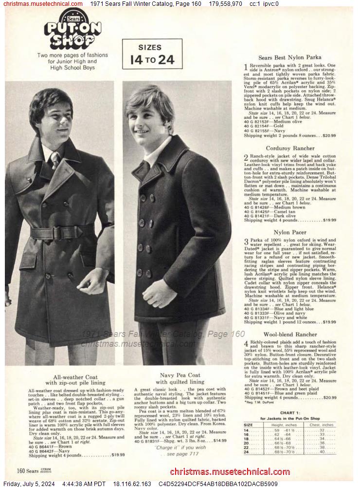 1971 Sears Fall Winter Catalog, Page 160