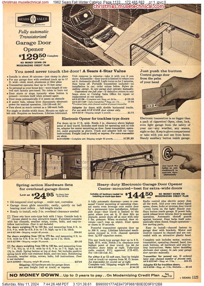 1962 Sears Fall Winter Catalog, Page 1133