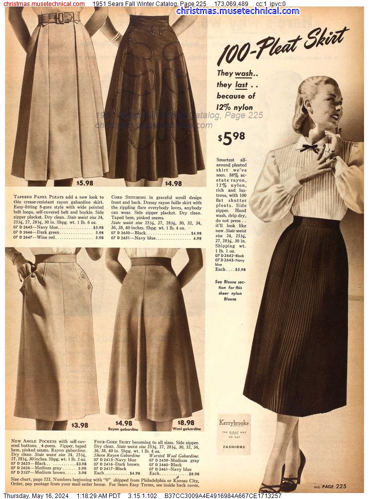 1951 Sears Fall Winter Catalog, Page 225