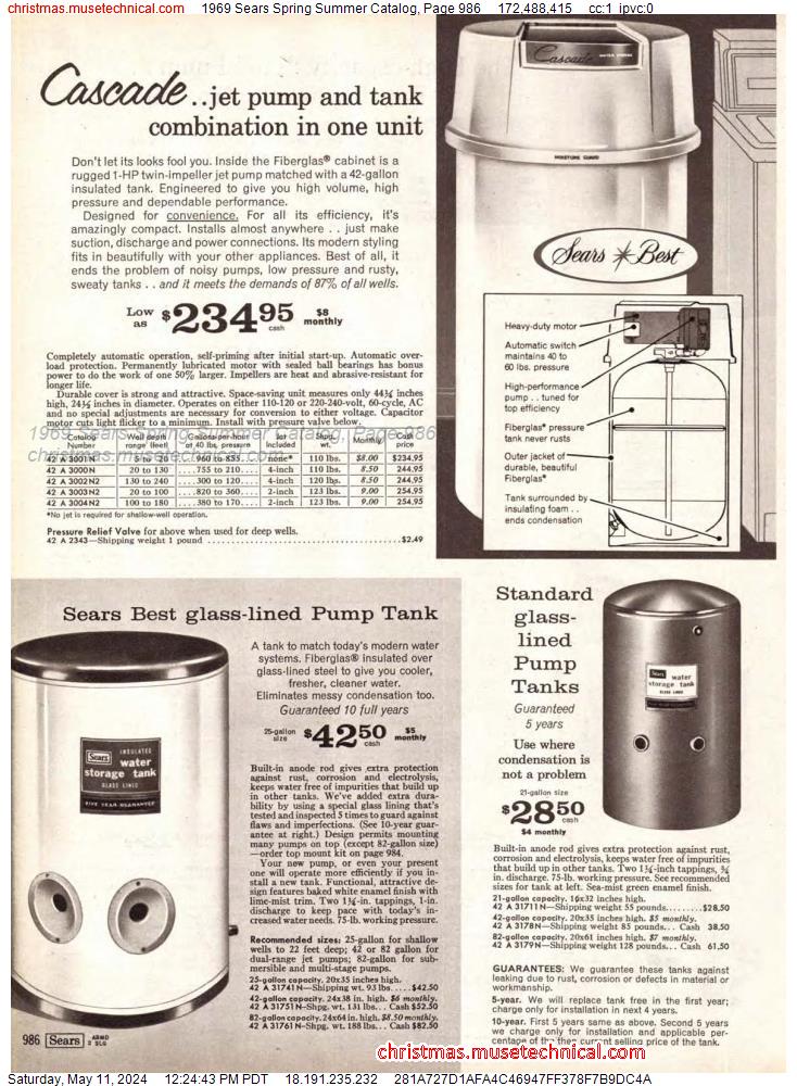 1969 Sears Spring Summer Catalog, Page 986