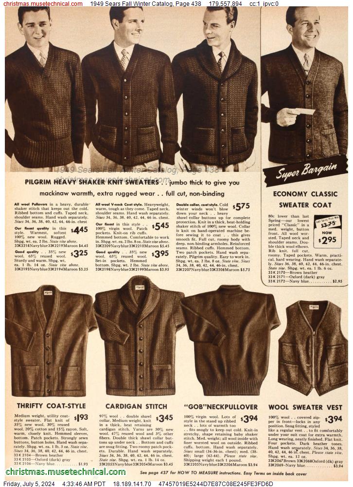 1949 Sears Fall Winter Catalog, Page 438