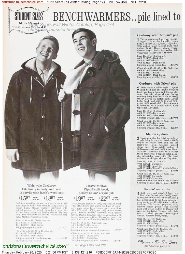 1966 Sears Fall Winter Catalog, Page 174