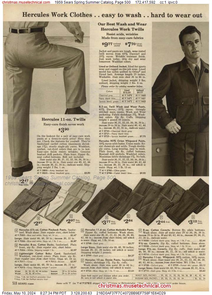 1959 Sears Spring Summer Catalog, Page 500