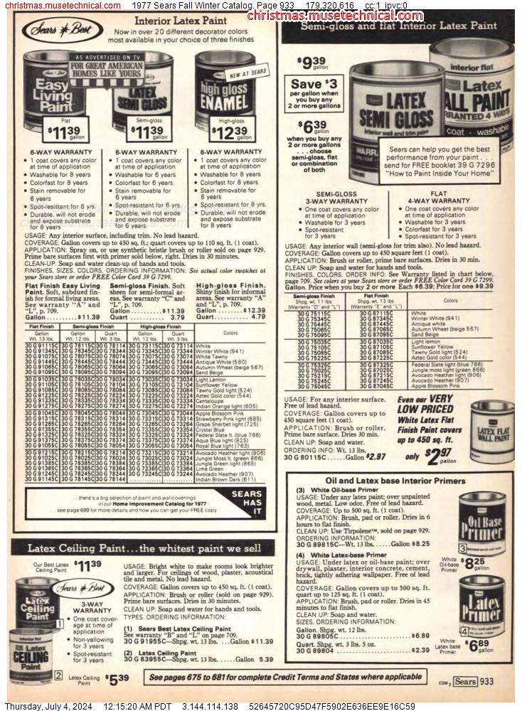 1977 Sears Fall Winter Catalog, Page 933