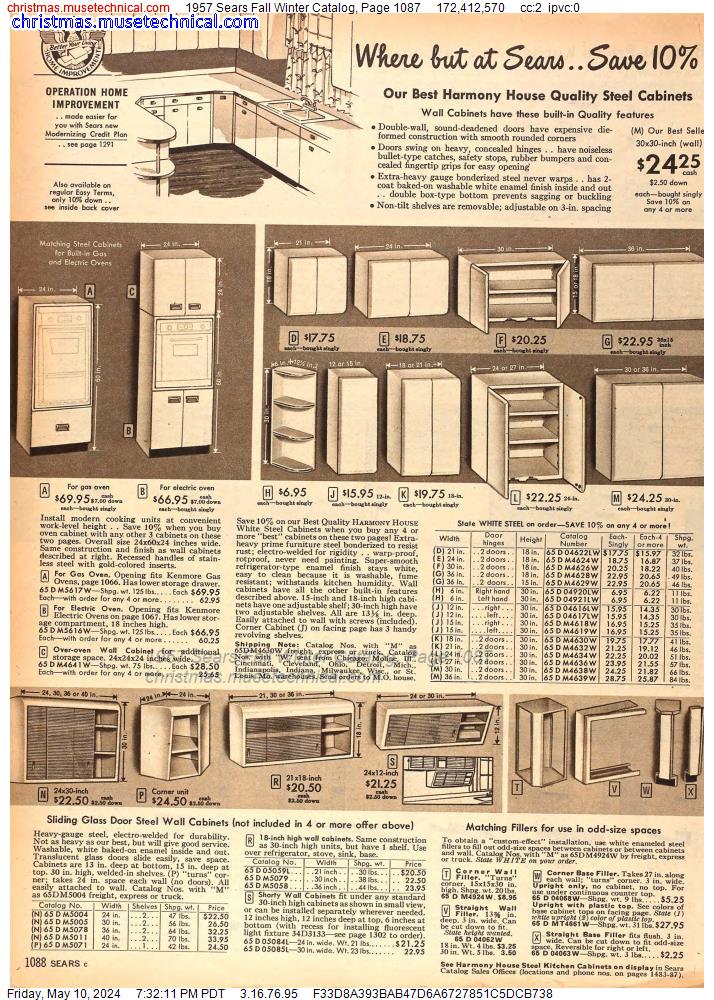 1957 Sears Fall Winter Catalog, Page 1087