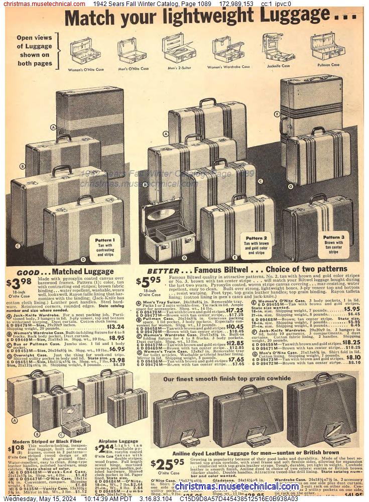 1942 Sears Fall Winter Catalog, Page 1089
