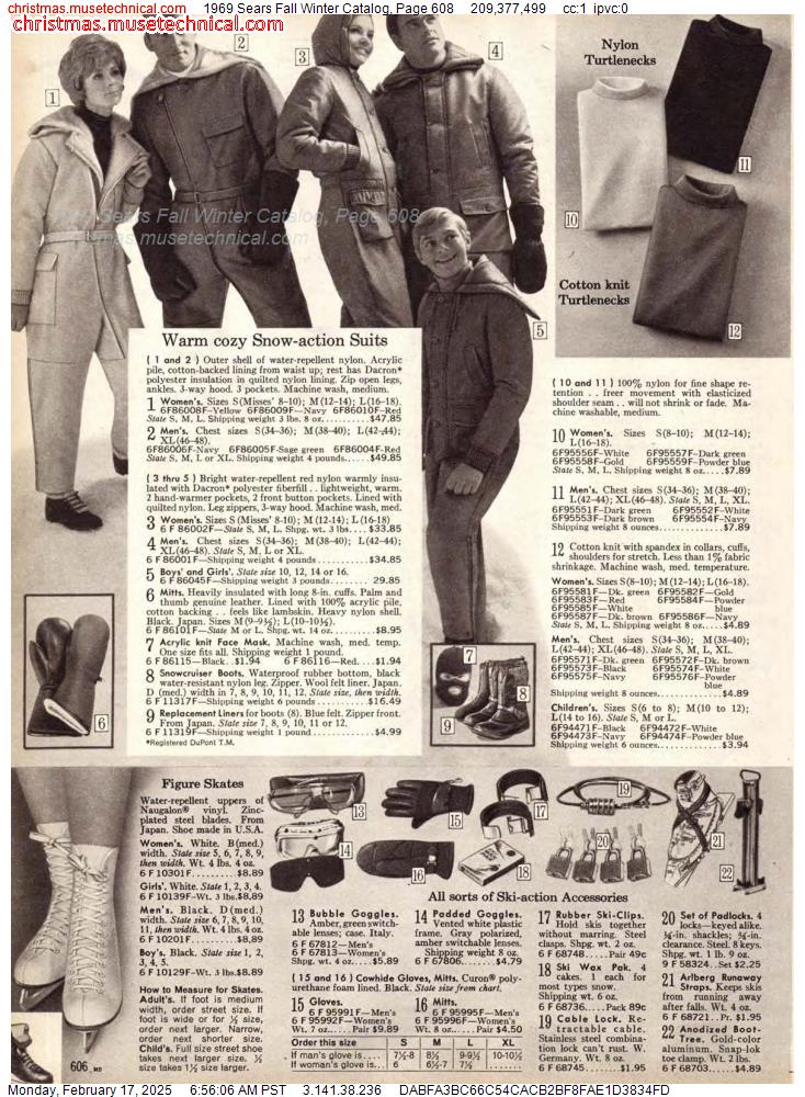 1969 Sears Fall Winter Catalog, Page 608