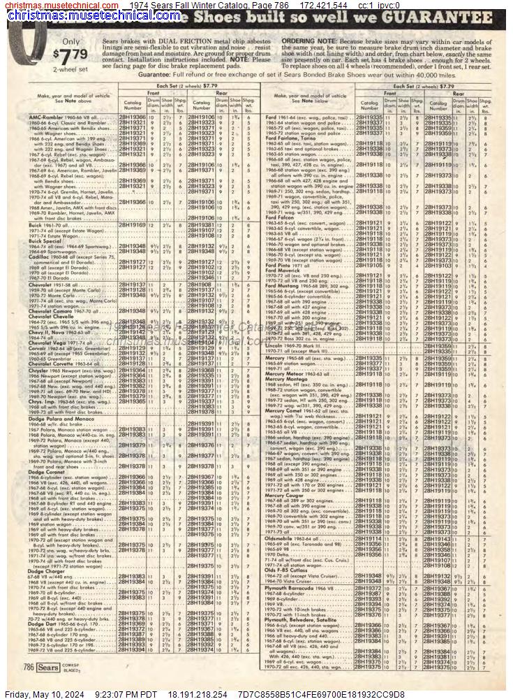 1974 Sears Fall Winter Catalog, Page 786