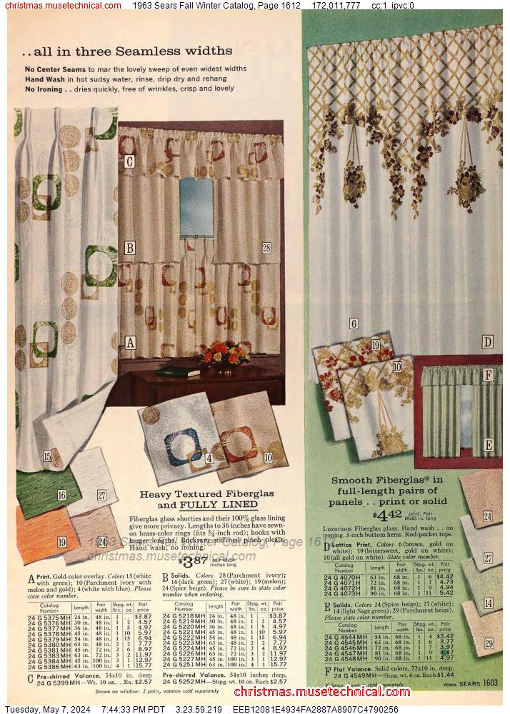 1963 Sears Fall Winter Catalog, Page 1612