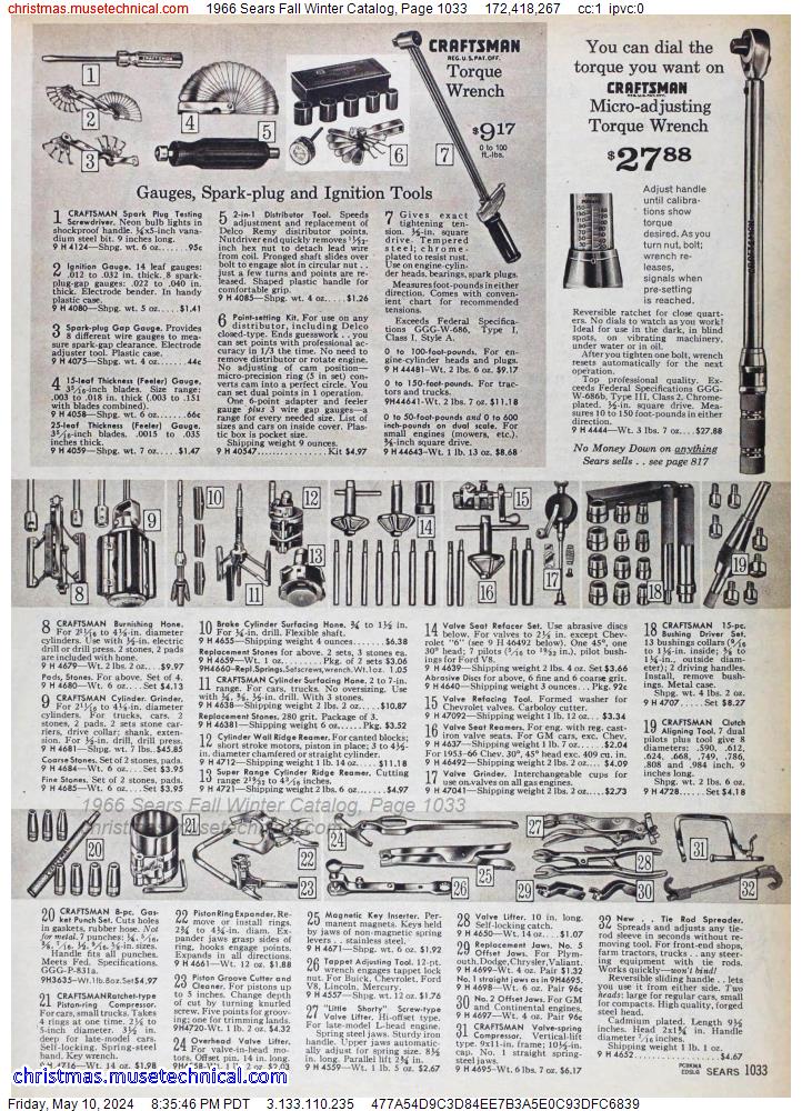 1966 Sears Fall Winter Catalog, Page 1033