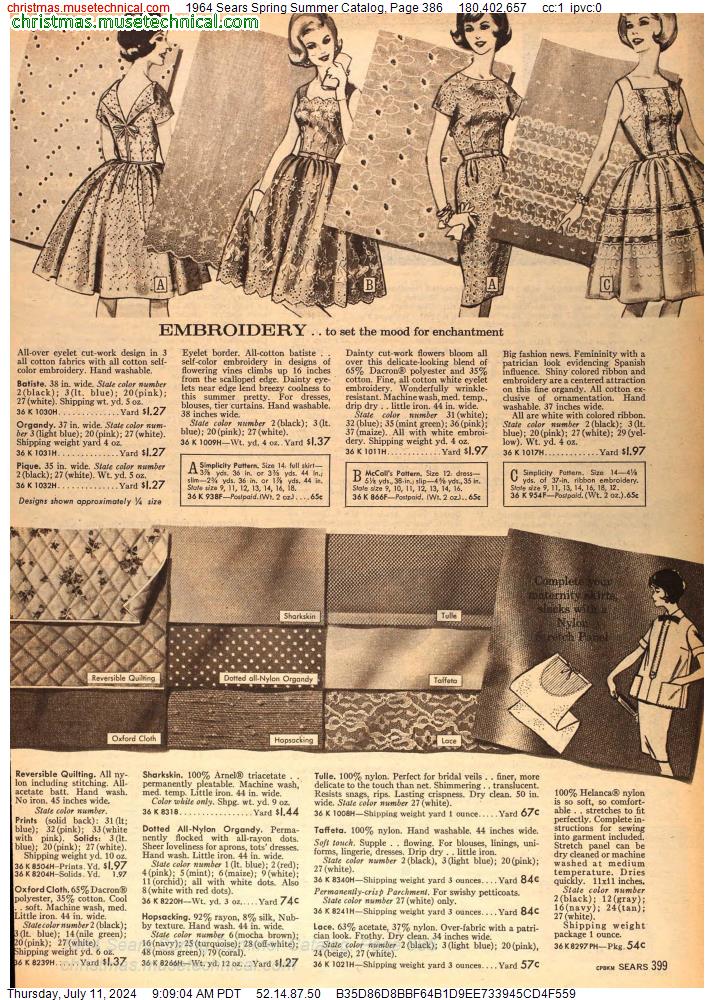 1964 Sears Spring Summer Catalog, Page 386