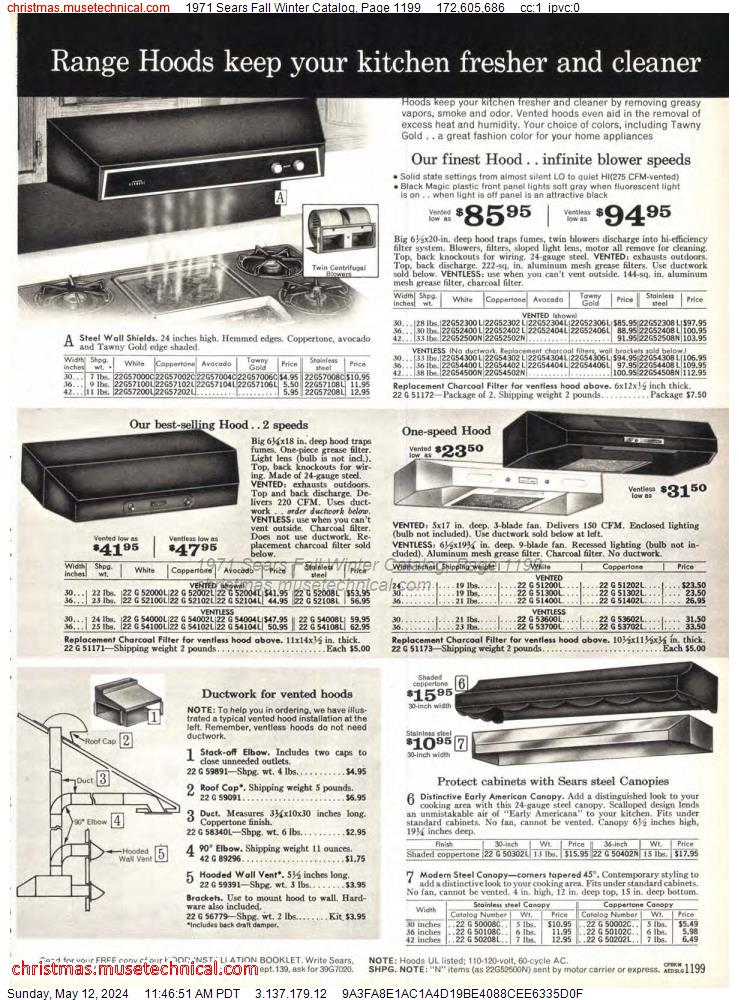 1971 Sears Fall Winter Catalog, Page 1199