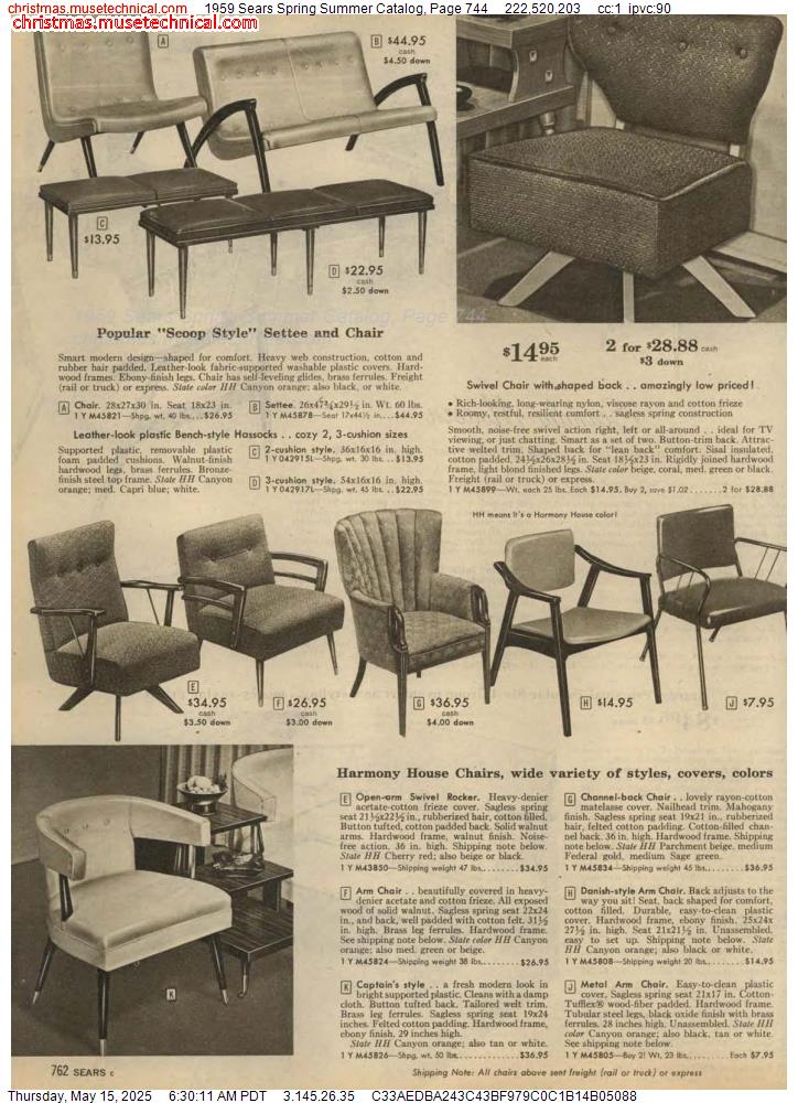 1959 Sears Spring Summer Catalog, Page 744