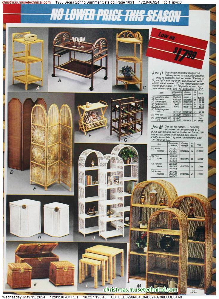 1986 Sears Spring Summer Catalog, Page 1031