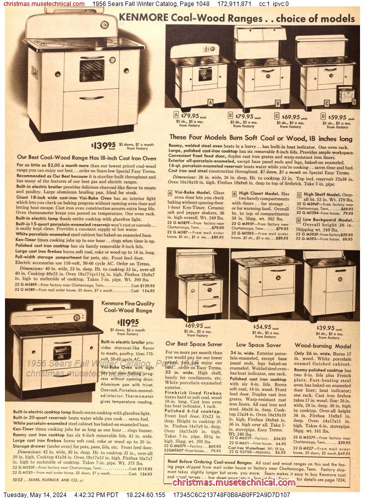 1956 Sears Fall Winter Catalog, Page 1048