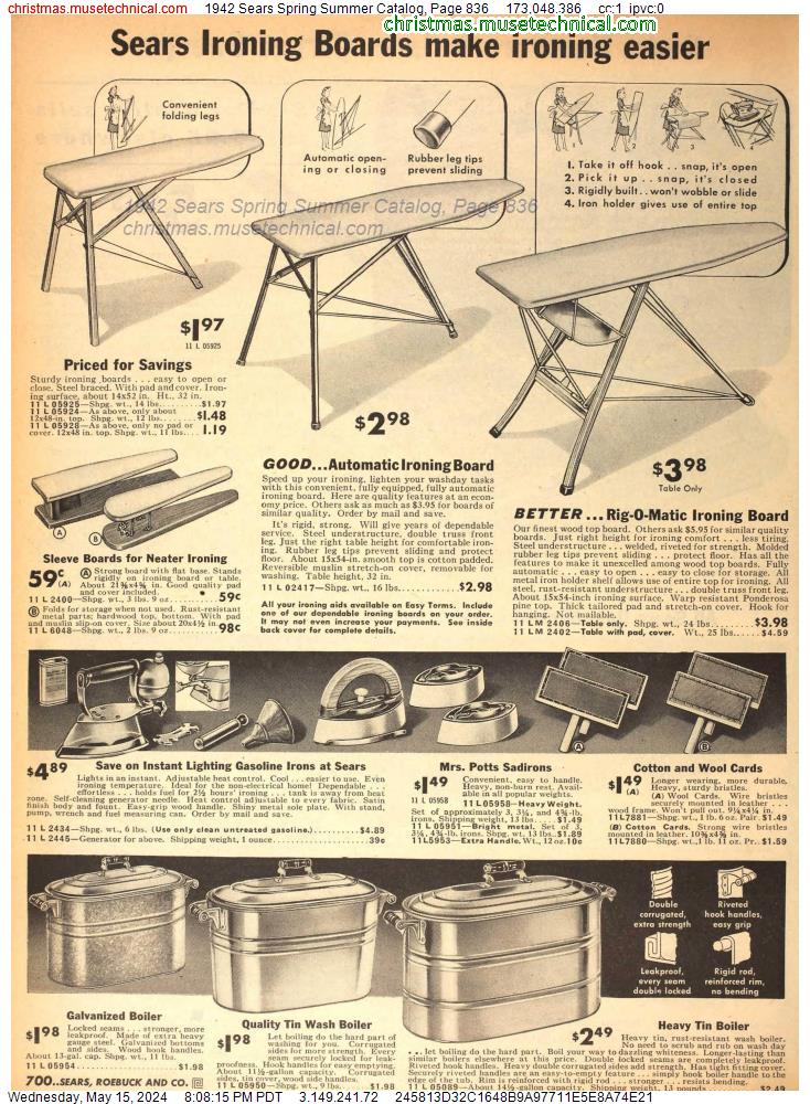 1942 Sears Spring Summer Catalog, Page 836