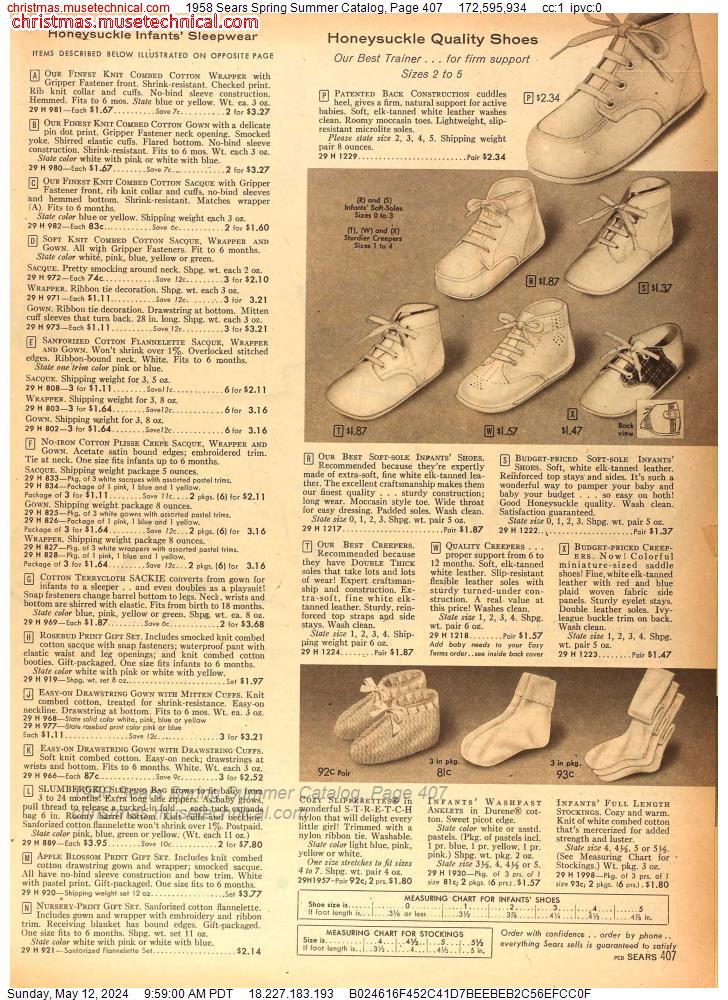 1958 Sears Spring Summer Catalog, Page 407