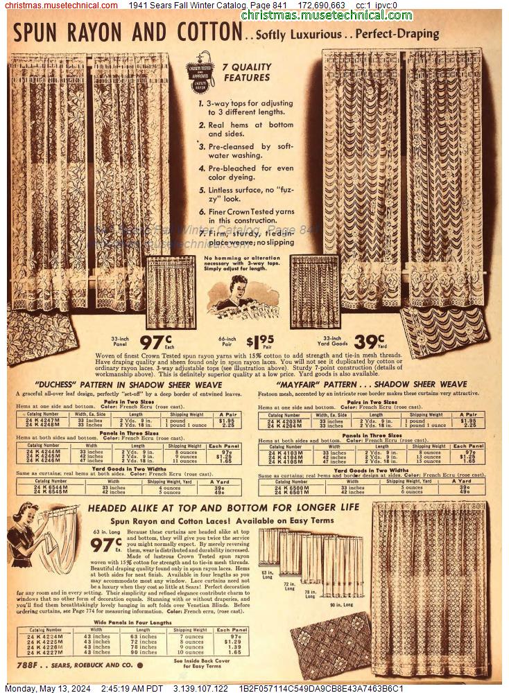 1941 Sears Fall Winter Catalog, Page 841
