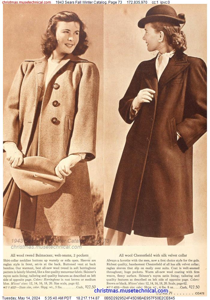 1943 Sears Fall Winter Catalog, Page 73