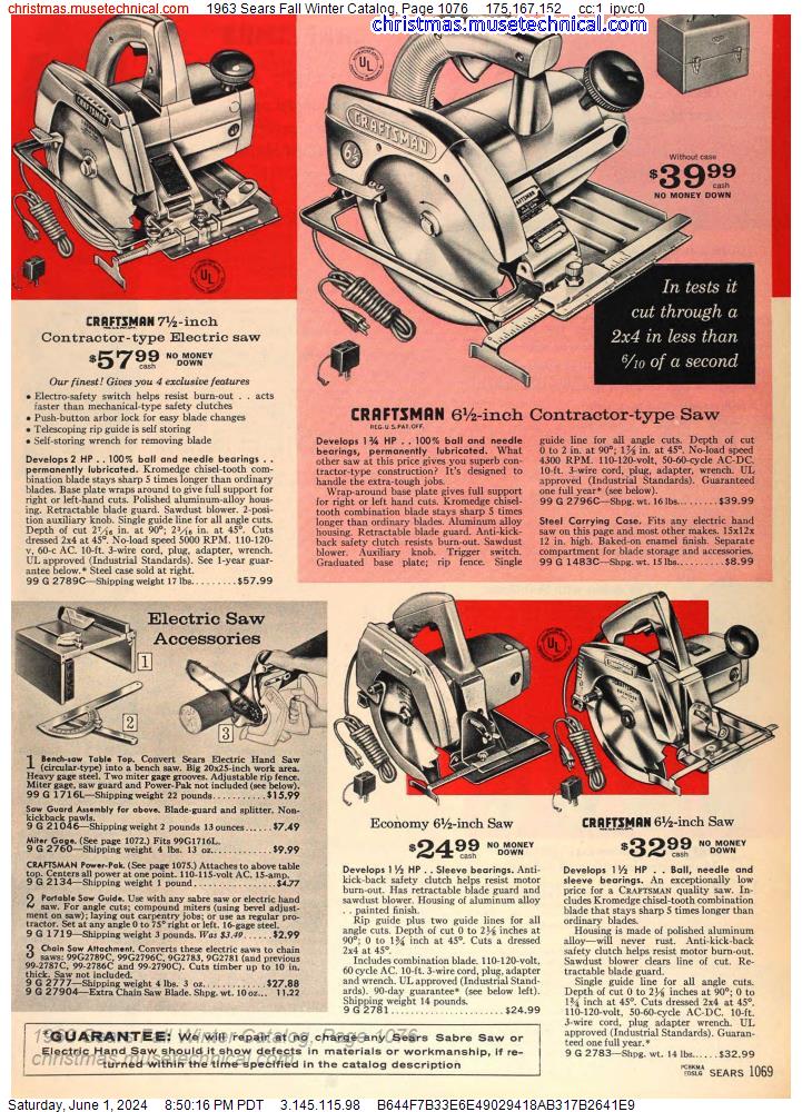 1963 Sears Fall Winter Catalog, Page 1076