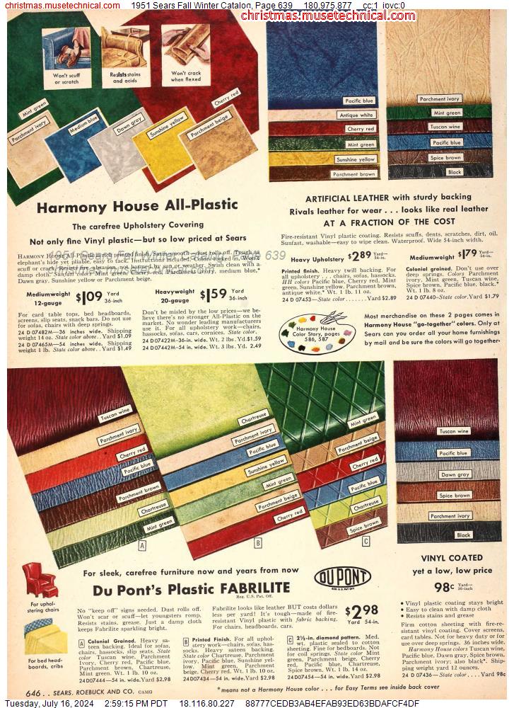 1951 Sears Fall Winter Catalog, Page 639