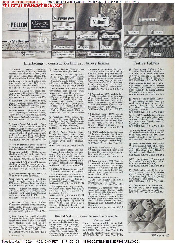 1966 Sears Fall Winter Catalog, Page 505