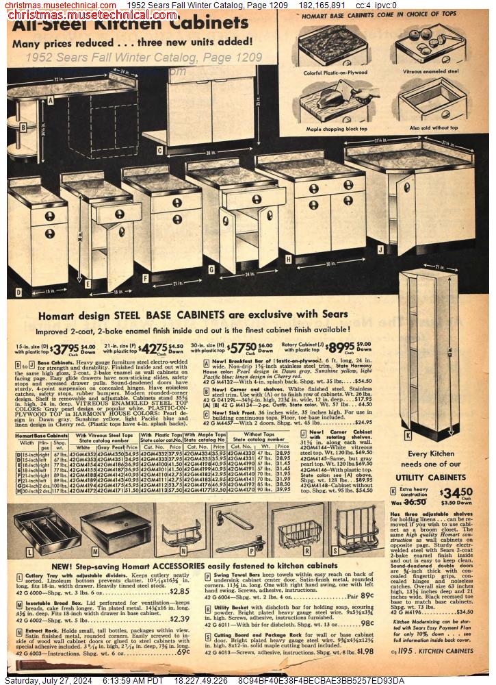 1952 Sears Fall Winter Catalog, Page 1209