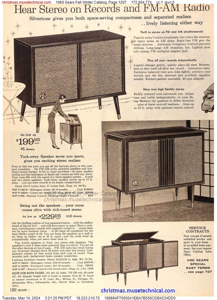 1960 Sears Fall Winter Catalog, Page 1297